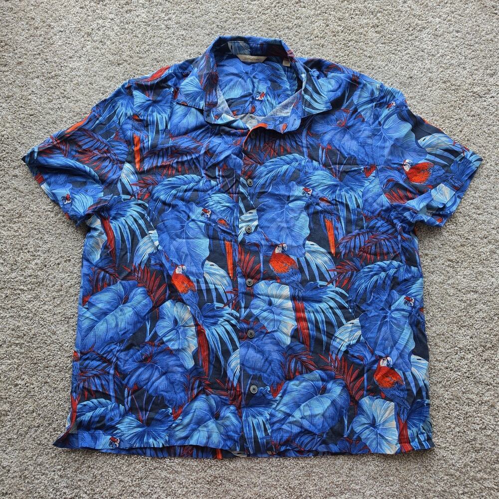 Paradise Collection, Men's Hawaiian Shirt, Tropical, Blue Red White, Sz XL